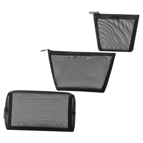 MOTHNUR 3 Stück Teiliges Mesh Kosmetiktaschen mit Reißverschluss Verschiedene Transparente Netz Kulturbeutel für Reisen Make Up Büro und Schule Vielseitige Aufbewahrungstaschen für Damen von MOTHNUR