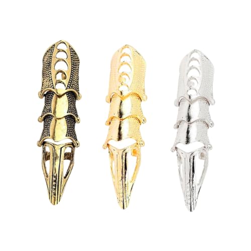 MOTHNUR 3 Stück Teiliges Metall Fingernagel Krallenringe Hollow Out Design Cosplay Accessoire Damen Fingertip Claw Ringe für Kostümparty Halloween Schmuck von MOTHNUR