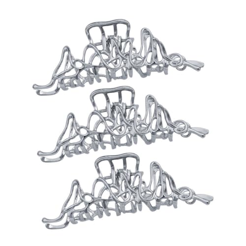 MOTHNUR 3 Stück Teiliges Metall Haarklammern mit Unregelmäßiger Form Starke Haarkralle für Dickes und Dünnes Haar Silberfarbene Styling Clips für Frauen Fester Sitz bei Langen Haaren von MOTHNUR