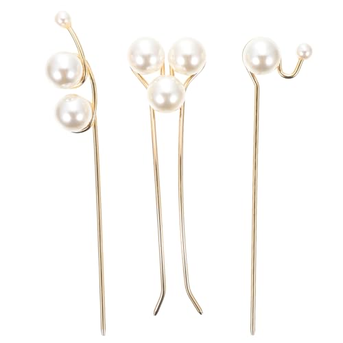 MOTHNUR 3 Stück Teiliges Perlen Haarstäbchen Haarnadel Haarschmuck für Dutt Haarklammer Hochzeit Braut Zöpfe Einfache Stilvolle Haarspange Damen Frisuren Zubehör von MOTHNUR