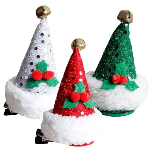MOTHNUR 3 Stück Weihnachts Haarspangen Weihnachtsmütze Haarklammern für Mädchen und Damen Leicht Strapazierfähig Festliche Haarschmuck Klammern für Party und Alltag von MOTHNUR