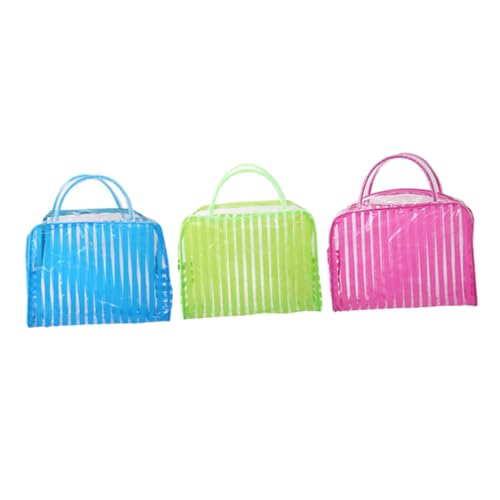 MOTHNUR 3 Stück wasserdichte Transparente Reise Kosmetiktasche mit Griff PVC Kulturbeutel für Make Up Toilettenartikel Camping und Strand Großer Organizer für Damen und Herren von MOTHNUR