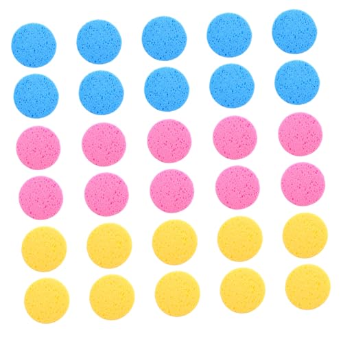 MOTHNUR 30 Stück Teiliges Wiederverwendbare Runde Gesichtsschwämme aus Zellulose Sanft Peelend Porentief Wirksam als Make up Entferner und Gesichtsreinigung in Hautfarbe und Blau von MOTHNUR