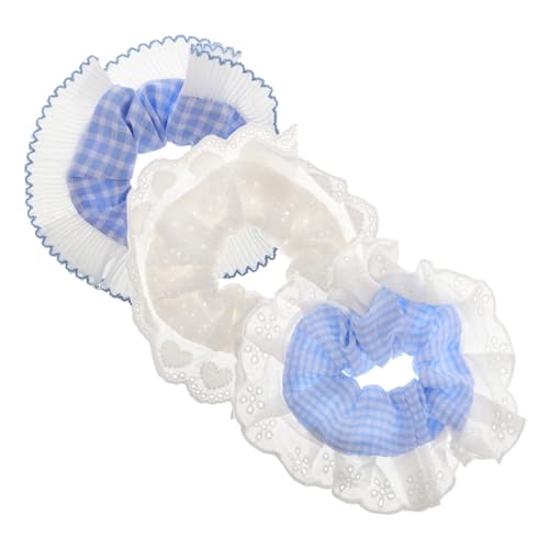 MOTHNUR 3stücke Haargummis Für Damen Mit Spitzenkantendesign Karomuster Elastische Haarbänder Stilvolle Haaraccessoires Für Mädchen Und Erwachsene Hochelastische Haarseile von MOTHNUR