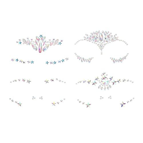 MOTHNUR 4 Blätter Teiliges Selbstklebende Gesichts strasssteine Glitzernde Facial Rhinestone Sticker für Augen Stirn Körper für Festival Party Halloween Cosplay und Karneval von MOTHNUR