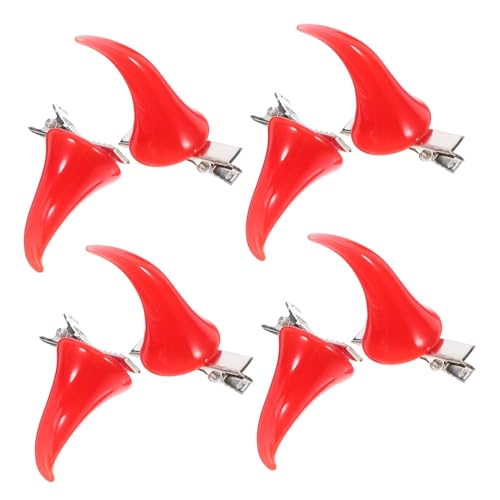 MOTHNUR 4 Paare Gothic Teufelshorn Haarklammern Halloween Haarspangen für Damen Karneval Cosplay Kostüm Zubehör Langlebig und Einfach zu Tragen von MOTHNUR