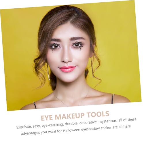 MOTHNUR 4 Paare Halloween Eyeliner Sticker Temporäre Augen Makeup Aufkleber Fledermaus und Spinnen Design Festival Schminkhilfe für Frauen und Mädchen von MOTHNUR