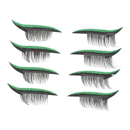 MOTHNUR 4 Paare Selbstklebende Eyeliner Sticker für Augen Make Up Temporäre Wimpernaufkleber Glitzernde Grüne Klebestreifen Einfache Anwendung für Cosplay Partys und Alltag von MOTHNUR