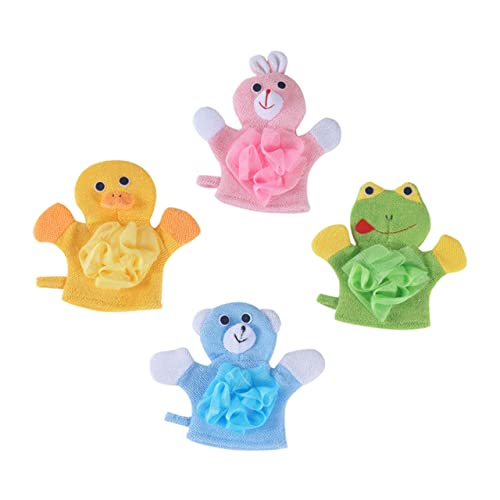 MOTHNUR 4stücke Teiliges Junge Mädchen-badewäsche Handschuhe Cartoon-duschhandschuhe Aus Weichem Material Für Sanfte Körperreinigung Für Kleine Junge Mädchen Bunten Tiermotiven Hase von MOTHNUR