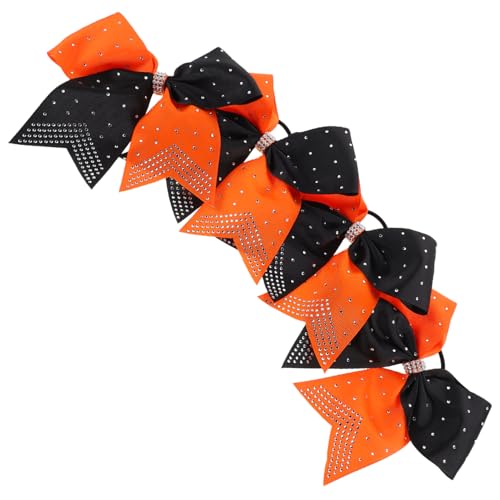 MOTHNUR 4 Stück Glitzernde Haargummis mit Schleife für Mädchen Cheerleader Zubehör Weich und Bequem Bruchfest für Partys und Auftritte von MOTHNUR