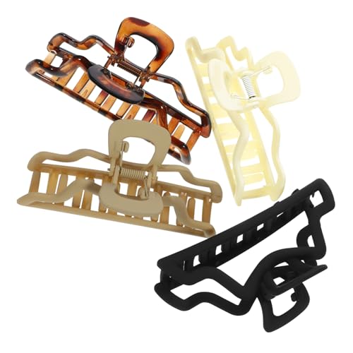 MOTHNUR 4 Stück Große Haarklammern aus Robustem Resin mit Hohlem Wellen Design Dicke Rutschfeste Haarspangen für Dickes und Dünnes Haar Haarklammern für Damen Vielseitiges Stylingzubehör von MOTHNUR