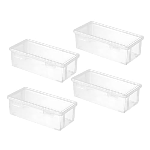 MOTHNUR 4 Stück Große Transparente Stiftebox mit Snap Verschluss Stapelbarer Kunststoff Organizer für Büro und Schule Hohe Kapazität Aufbewahrungsbox für Stifte und Schreibwaren von MOTHNUR