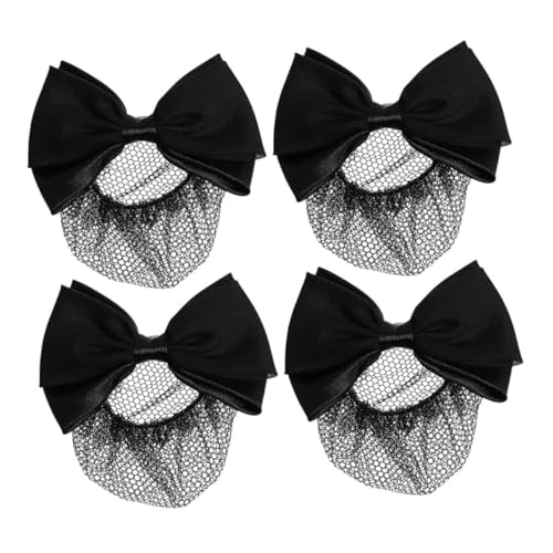 MOTHNUR 4 Stück Haarnetze mit Schleifen Design Elastische Bequeme Dutt Halter für Hochzeiten Partys und Professionelle Anlässe Haarschmuck für Damen von MOTHNUR