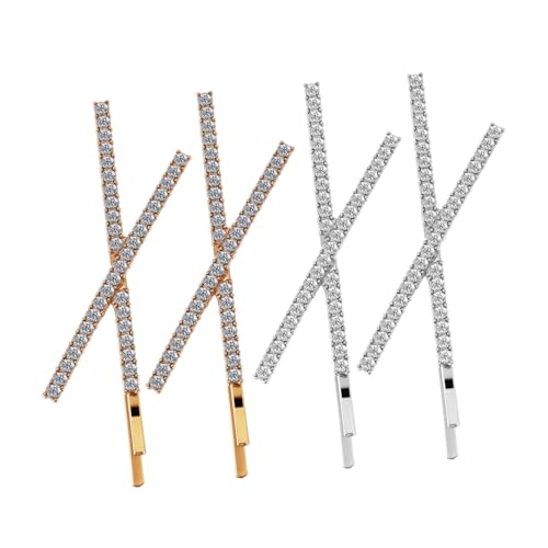 MOTHNUR 4er-pack Damen-clip-top-clip Für Haare Strass-haarspangen X-förmige Strass-haarspange Metall-haarspange von MOTHNUR