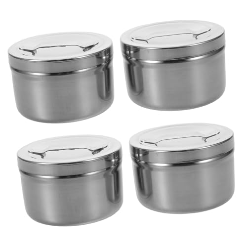 MOTHNUR 4 Stück Kugel Aufbewahrungshalter Design Behälter Für Deckel Tragbar Für Pads Organizer Spenderglas – Gläser Rund Rund Deckel Rostfrei Wattestäbchen Griff Tupfer von MOTHNUR