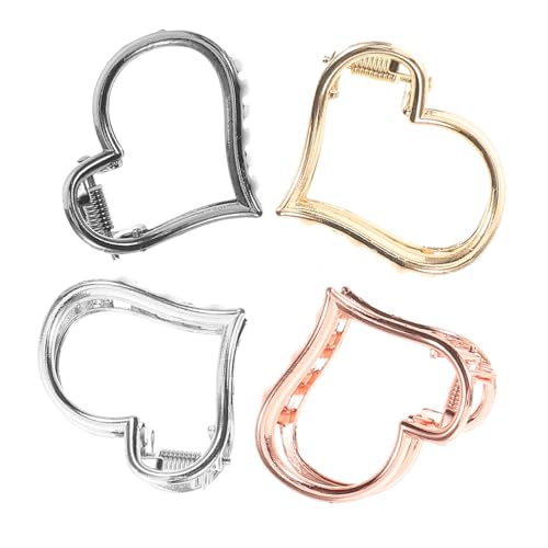 MOTHNUR 4 Stück Minimalistische Haarspangen Herzförmige Haarklammern in Gold Silber Roségold Schwarz Modischer Haarschmuck für Damen und Mädchen Geeignet für Pferdeschwanz Dutt und Zöpfe von MOTHNUR