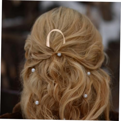 MOTHNUR 4 Stück Minimalistische Teilig U Förmige Französische Haarnadeln für Damen Leichte Haarnadeln für Dutt und Haarknoten Geeignet für Dickes Haar Partys Hochzeiten und Alltag von MOTHNUR