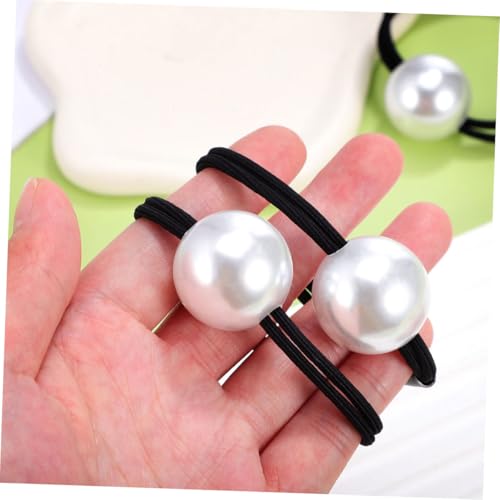 MOTHNUR 4 Stück Perlen Haargummis Elastisch Große Perlen Pferdeschwanz Halter Haarschmuck Weich und Schonend für Frauen Mädchen von MOTHNUR