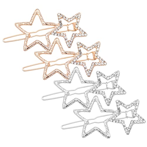 MOTHNUR 4 Stück Sternen Haarklammern mit Strass für Damen Geometrische Haarspangen Gold und Silber Rutschfest Dekorative Haaraccessoires für Besondere Anlässe von MOTHNUR