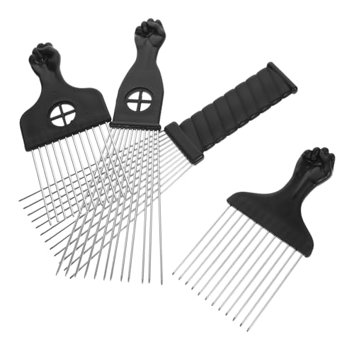 MOTHNUR 4 Stück Teiliges Afro Pick Kamm aus Edelstahl Langlebige Grobe Kämme zum Entwirren und Stylen von Lockigem Haar Professionell und Zuhause für Herren Geeignet von MOTHNUR