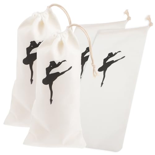 MOTHNUR 4 Stück Teiliges Ballett Spitzenschuh Aufbewahrungsbeutel aus Canvas mit Kordelzug Praktische Tanzschuhtasche für Mädchen Vielseitiger Ballett Schuh Organizer für Tanz und Reise von MOTHNUR