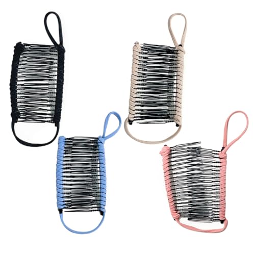 MOTHNUR 4 Stück Teiliges Bananen Haarspangen für Damen Langlebige Rutschfeste Haarklammern in Schwarz Blau und Khaki Leichte Tragbare Styling Clips für Sicheren und Modischen Look von MOTHNUR
