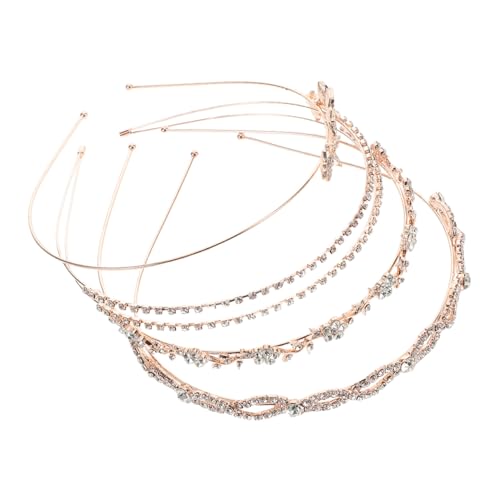 MOTHNUR 4 Stück Teiliges Braut Haarband mit Funkelnden Strasssteinen und Perlen Roségoldfarbene Haarschmuck accessoires für Frauen Vielseitig Einsetzbar bei Hochzeit Party und Alltag von MOTHNUR