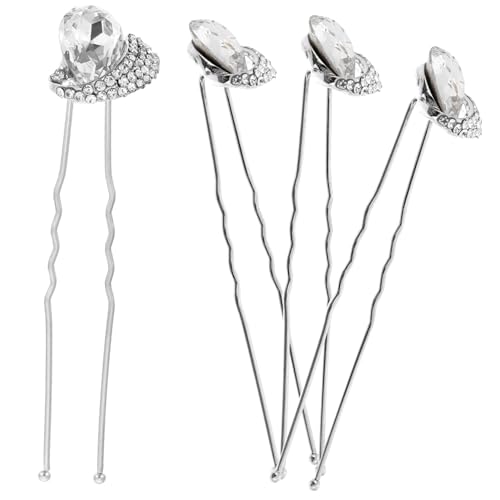 MOTHNUR 4 Stück Teiliges Braut Haarnadeln mit Strass Leichte U Förmige Metall Haarspangen Rutschfest Vielseitig für Hochzeit Brautschmuck Passend für Haartypen und Farben von MOTHNUR
