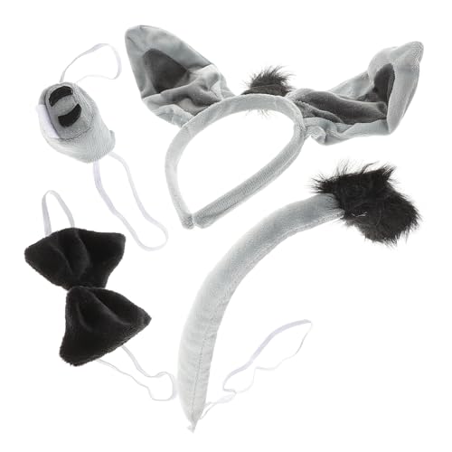 MOTHNUR 4 Stück Teiliges Donkey Headband für Hautfreundlich und Sicher mit Ohren Fliege und Nase Niedliches Tierkostüm für Halloween Karneval und Cosplay Partys von MOTHNUR