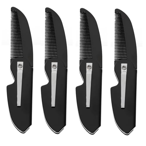 MOTHNUR 4 Stück Teiliges Faltbarer Bartkämme für Männer Kompakt Leicht Ergonomisch Hautfreundlich für Bartstyling und Pflege Unterwegs und Zuhause von MOTHNUR