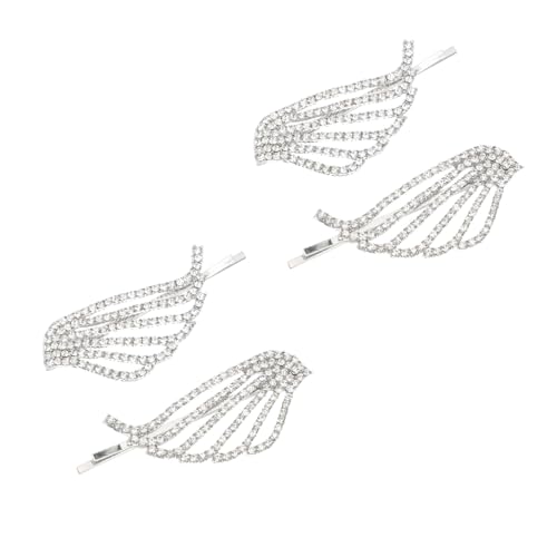 MOTHNUR 4 Stück Teiliges Glänzende Flügel Haarspangen mit Strasssteinen Seitliche Haarklammern für Damen Eleganter Haarschmuck für Partys Hochzeiten und Alltag Silberfarbene Engelsflügel von MOTHNUR