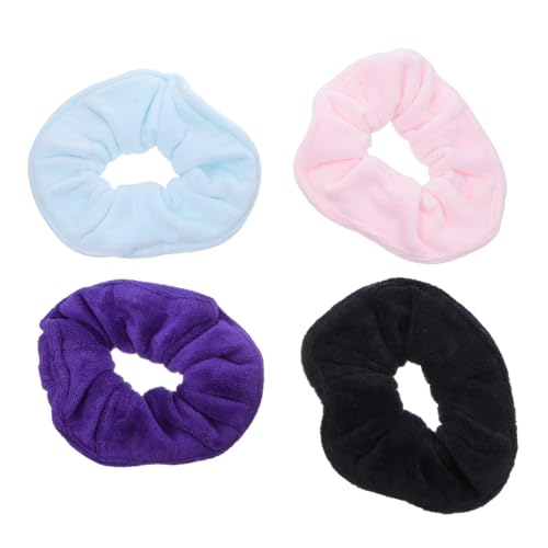 MOTHNUR 4 Stück Teiliges Haargummis für Damen und Mädchen Saugfähige Mikrofaser haarschleifen Große Haarbänder zum Schnellen Trocknen Farblich Sortiert Violett Blau Schwarz von MOTHNUR