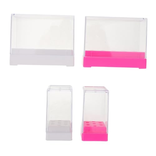 MOTHNUR 4 Stück Teiliges Nagelbohrer-halter aus Keramik und Wolframstahl Langlebige Nagelwerkzeug-aufbewahrungsbox mit Fächern Stabiler Organizer für Maniküre-polierköpfe Nagelstudio von MOTHNUR
