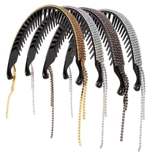MOTHNUR 4 Stück Teiliges Strass Haarklammer mit Quasten Glitzernde Dutt und Pferdeschwanzhalter für Dickes und Lockiges Haar Modischer Haarhalter für Damen Geeignet für Festliche Anlässe von MOTHNUR