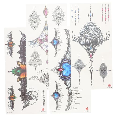 MOTHNUR 4 Stück Teiliges Temporäres Körpersticker Wasserabweisend Leicht Entfernbar Modische Aufkleber für Arm Brust Bauch Dekoration von MOTHNUR