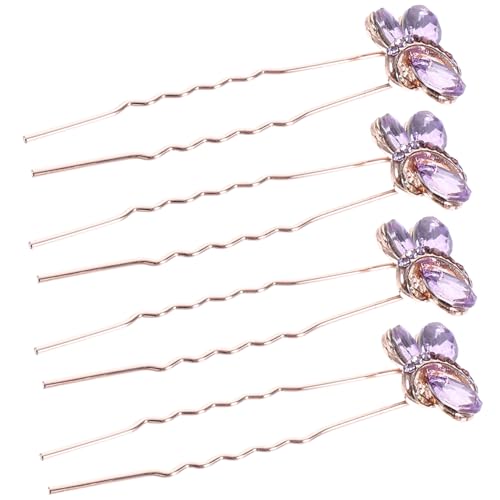 MOTHNUR 4 Stück Teiliges U Förmige Haarnadeln mit Kristallbesatz Eleganter Brautschmuck Robustes Haarfork Design Vielseitig für Hochzeitsfrisuren und Festliche Anlässe Passend zu von MOTHNUR