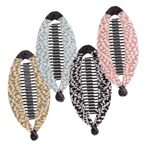 MOTHNUR 4 Stück Teiliges Vintage Bananen Haarspangen mit Fischschwanz Design Volumengebend und Leicht für Damen und Mädchen Vielseitiger Haarschmuck für Feines und Dickes Haar Ponytail von MOTHNUR