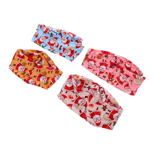 MOTHNUR 4 Stück Teiliges Weihnachts Haarband aus Elastischem Atmungsaktivem Stoff mit Santa Glocken und Rentier Motiven Vielseitig als Sport Stirnband und Modisches Damen Haarschmuck von MOTHNUR