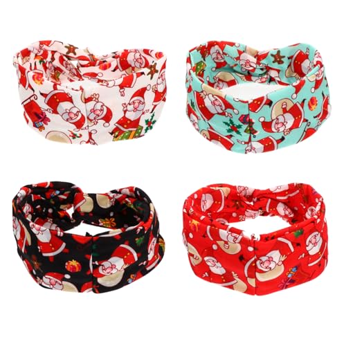 MOTHNUR 4 Stück Teiliges Weihnachts Stirnband mit Rentier und Glockenmotiv Elastisches Fitness und Yoga Haarband für Damen Atmungsaktiv Ohne Knoten Vielseitig Einsetzbar für Sport und von MOTHNUR