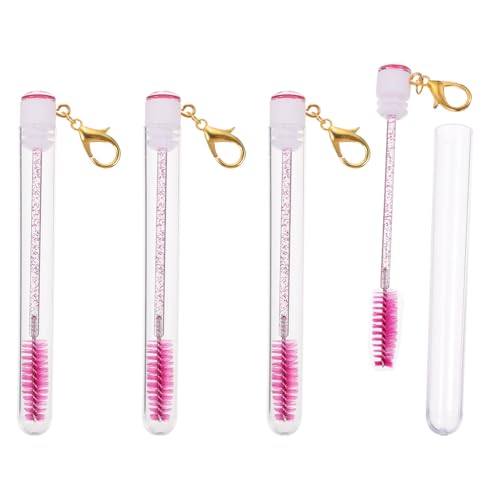 MOTHNUR 4 Stück Teiliges Wimpernbürsten Anhänger Lange Rosarote Tube Tragbare Mascara applikatoren mit Leicht und Geeignet für Reisen Make up Anfänger und Profis von MOTHNUR