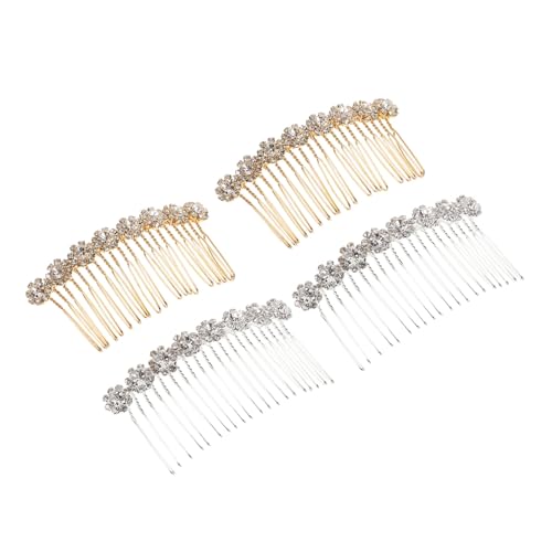 MOTHNUR 4stücke Haarkämme Mit Metallblumen Schmuck-haarspangen Für Frauen Seitenkämme Für Hochzeit Abschlussball Silber Und Goldfarben Blumendesign Für Brautfrisuren von MOTHNUR