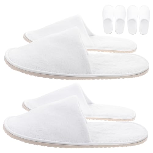 MOTHNUR 5 Paare Einweg Hausschuhe Rutschfest Fleece Hotel Slipper für Damen Herren Weiche Atmungsaktive Gästeschuhe mit Dicker Sohle Bequem für Spa Zuhause und Gäste Leicht und Tragbar von MOTHNUR