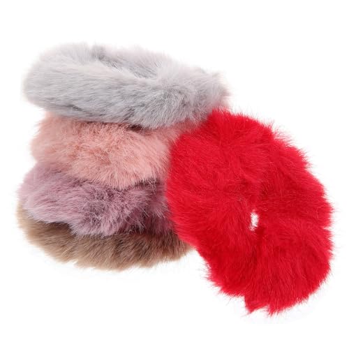 MOTHNUR 5stücke Elastische Haargummis Plüsch Pferdeschwanzhalter Haarringe Pferdeschwanz-kopfschmuck Für Mädchen von MOTHNUR