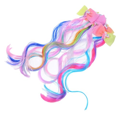 MOTHNUR 5 Stück Teiliges Bunte Einhorn Haarclips für Mädchen Curly Ponytail Haarverlängerung Hautfreundliche Haarteile Süße Haarschleifen für Party und Alltag von MOTHNUR