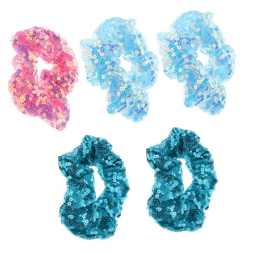 MOTHNUR 5 Stück Teiliges Fluoreszierendes Weihnachts Haargummi mit Pailletten Elastisches Schonendes Haarband in Bunten Farben Modisch und Bequem für Damen und Mädchen für von MOTHNUR