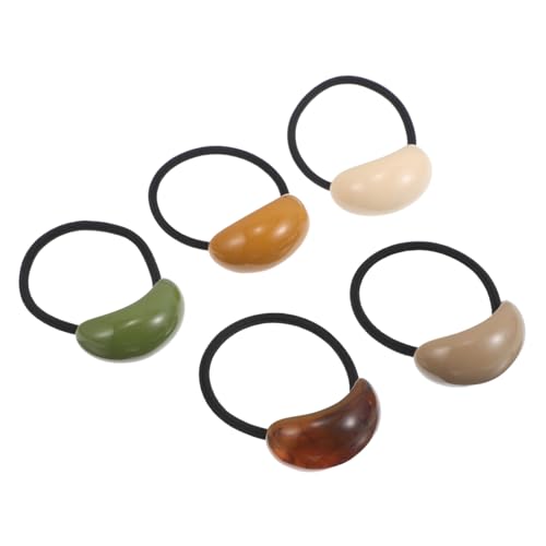 MOTHNUR 5stücke Haargummis Oval Geformt Für Damen Pferdeschwanzhalterclip Bunte Haargummis Haarschmuck Für Frauen Mädchen Langlebig Haarspange Elastische Bänder Hair Accessories von MOTHNUR