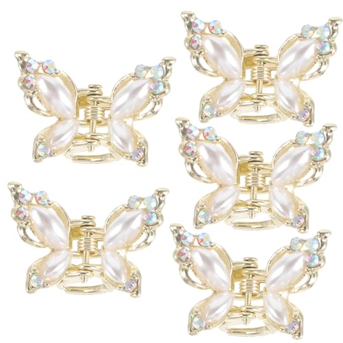 MOTHNUR 5 Stück Teiliges Kleine Schmetterlings haarspangen aus Robustem Legierungsmaterial Leichte Niedliche Haarklammern mit Strass und Perlen Fester Sitz Ziehenfrei für Frauen und von MOTHNUR