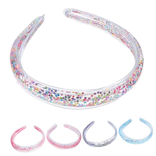 MOTHNUR 5 Stück Teiliges Quicksand Pailletten Haarband Dekorative Glitzernde Stirnbänder für Damen und Teenager Weiche Rutschfeste Kopfbänder in Verschiedenen Farben Vielseitig für Alltag von MOTHNUR
