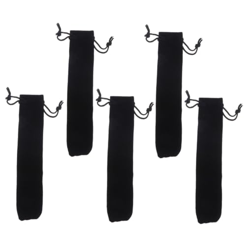 MOTHNUR 5 Stück Teiliges Samt Stiftsleeves mit Kordelzug Schwarzer Lint Pen Sleeve Eleganter und Praktischer Federmäppchen Ersatz für Schule Büro Alltag von MOTHNUR