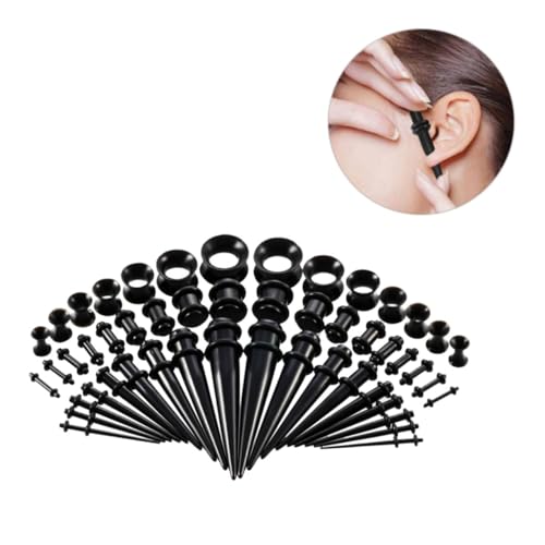 MOTHNUR 50 Stück Teiliges Schwarzes Acryl Ohrstecker Unisex Konische Ear Gauges Expander für Mehrere Piercings Bequem Tragbar Modisches Piercing Schmuck für Hochzeit Bankett Alltag von MOTHNUR